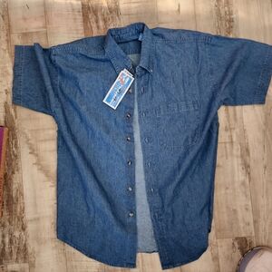 Casual Blue Denim Button-Down Shirt
